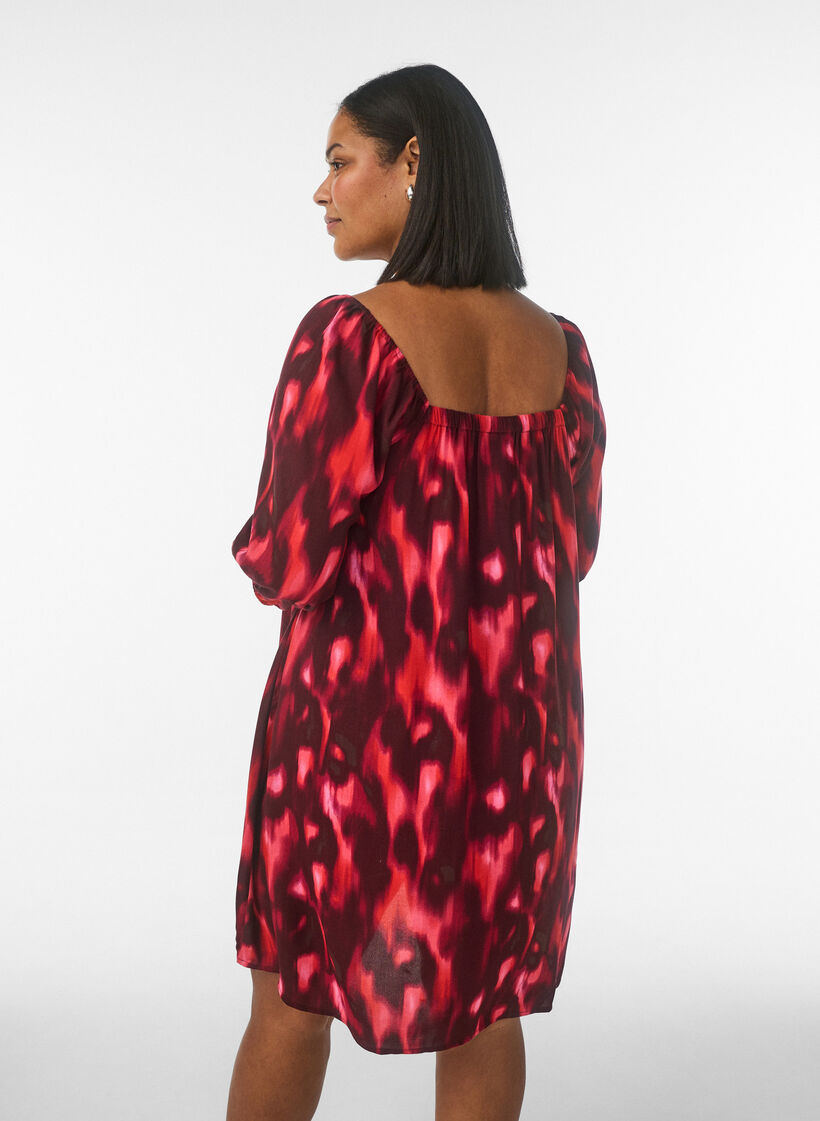 Strandjurk in viscose met print, Roze, Model image number 2