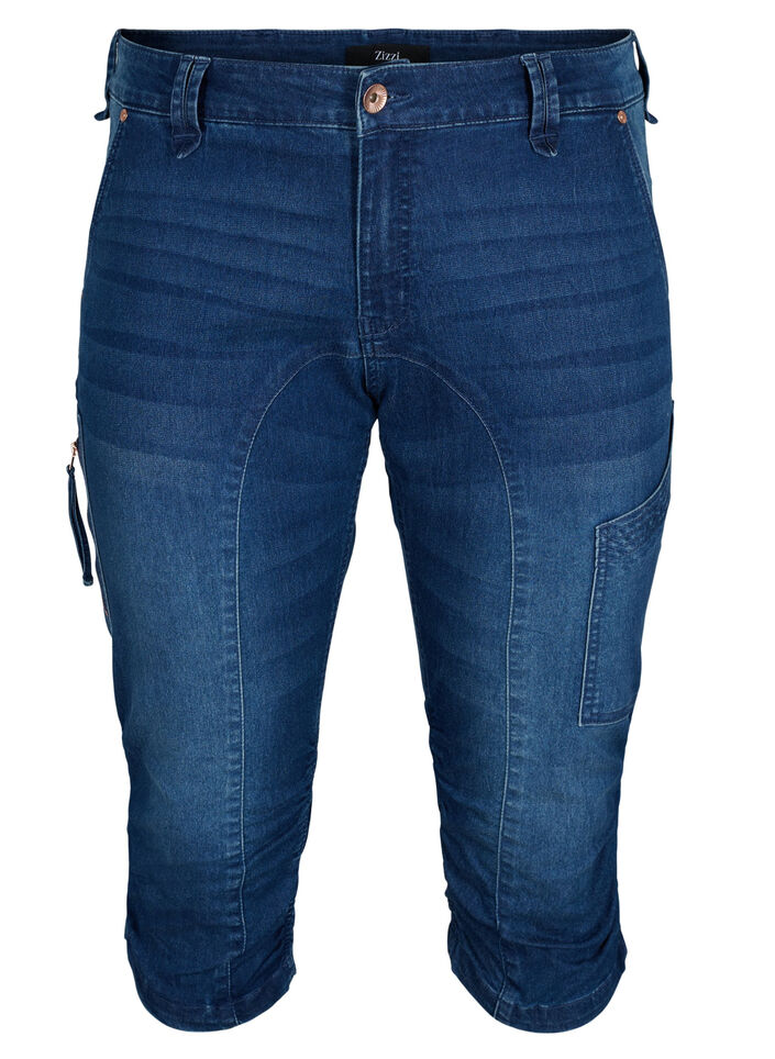 Slim fit capri jeans met zakken, Blauw, Packshot image number 0