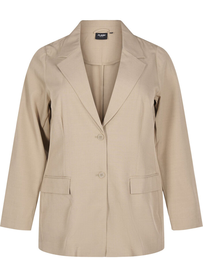 FLASH - Blazer met zakken en een split, Beige, Packshot image number 0