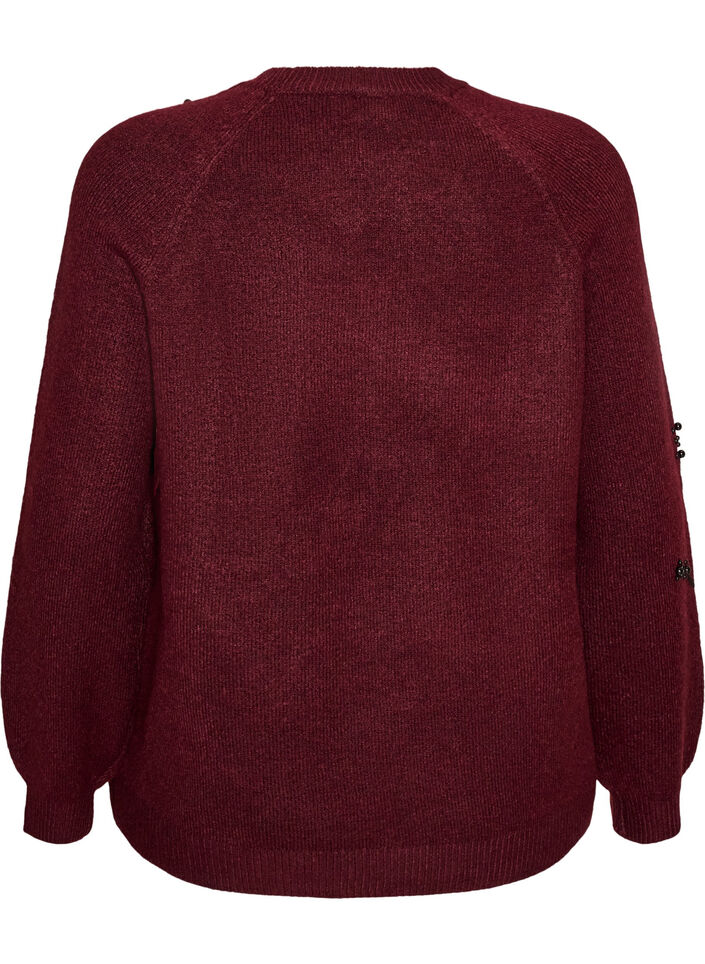 Trui met parelborduursel, Rood, Packshot image number 1