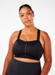 Sport-bh met frontsluiting en hoge ondersteuning, Zwart, Model image number 0