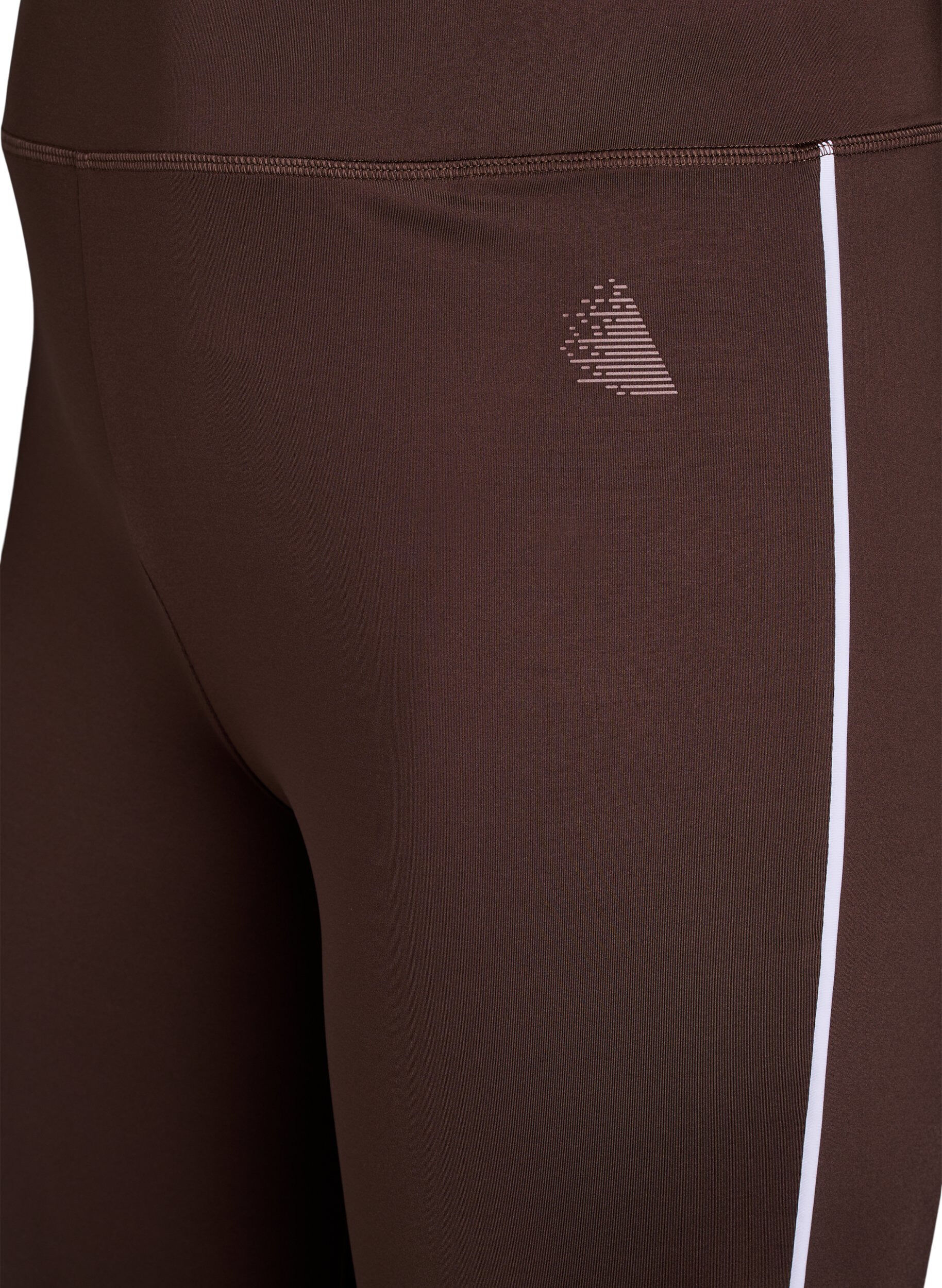 ZizziUitlopende workoutbroek met contrasterende biezen, Bruin, Packshot image number 2