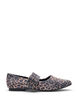 Wide fit - Luipaard print ballerina met gesp en studs, Bruin, Packshot image number 0