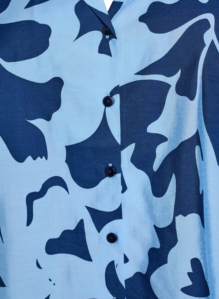 Shirt blouse met print en V-hals, Blauw, Packshot image number 2