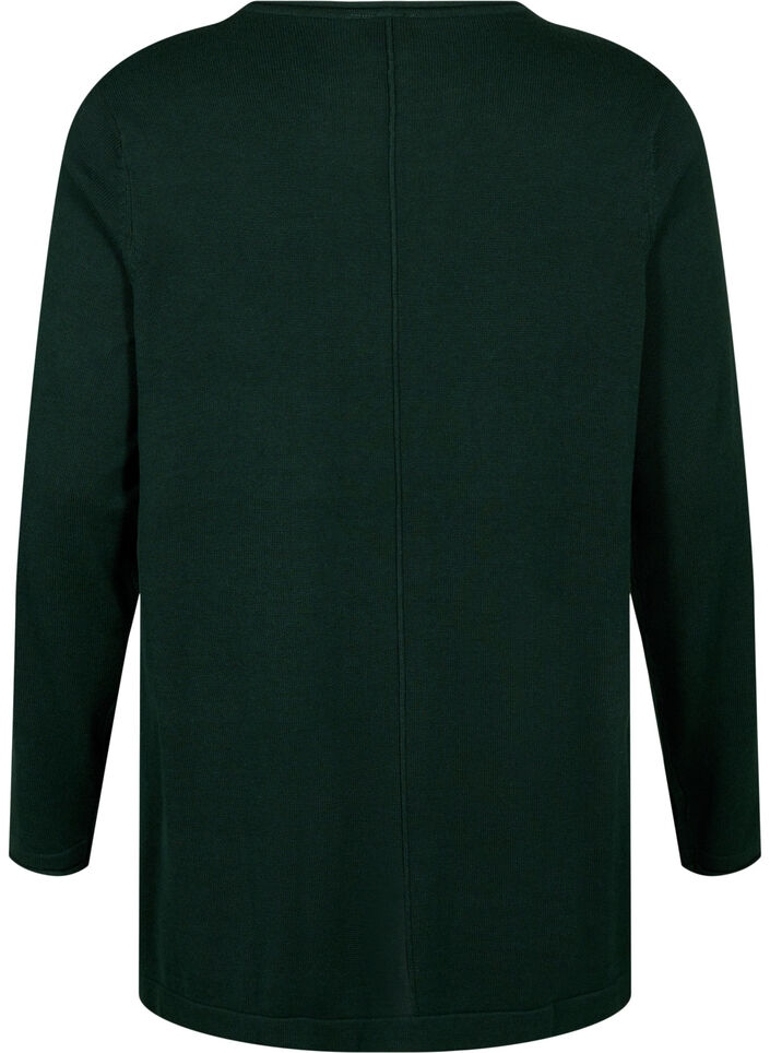 Gebreide blouse gemaakt van katoen en viscose., Groen, Packshot image number 1