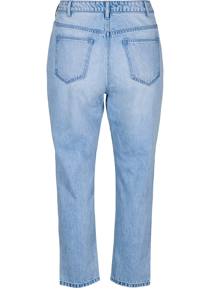 Mille Mom fit jeans met distressed details, Light Blue Denim, Packshot