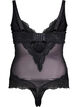 Mesh bodysuit met kant en beugel, Zwart, Packshot image number 1