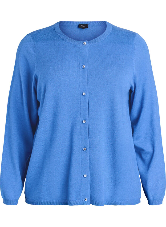Cardigan met ronde knopen, Blauw, Packshot image number 0
