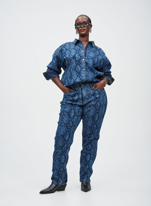 ZizziEmily jeans met slangenprint, Denim Snake AOP, Image image number 0