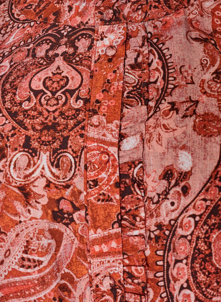 Viscose blouse met paisleyprint en ruches, Oranje, Packshot image number 2