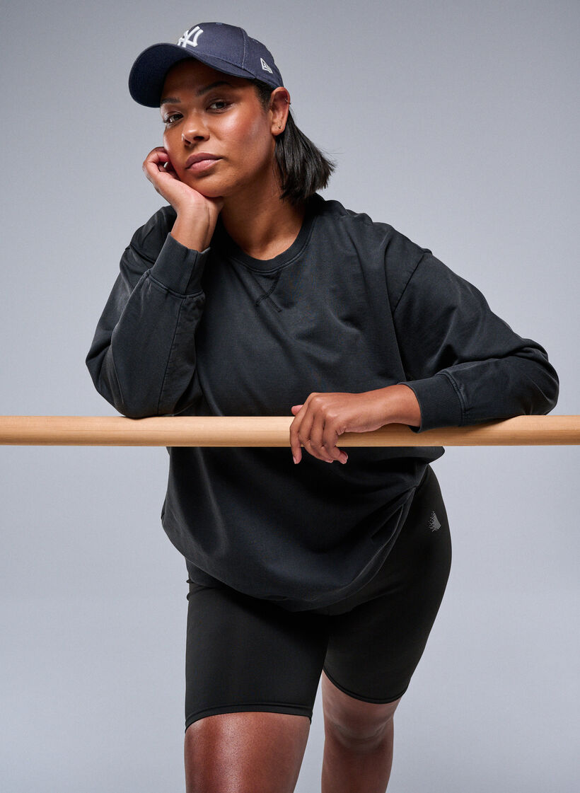 Losvallend sweatshirt met gewassen look, Grijs, Image image number 0