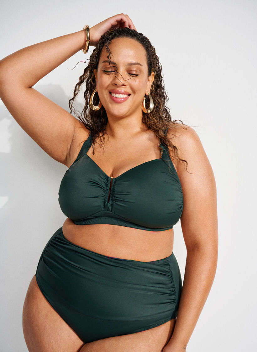 Gewatteerde bikinitop met ringdetail, Groen, Image image number 0