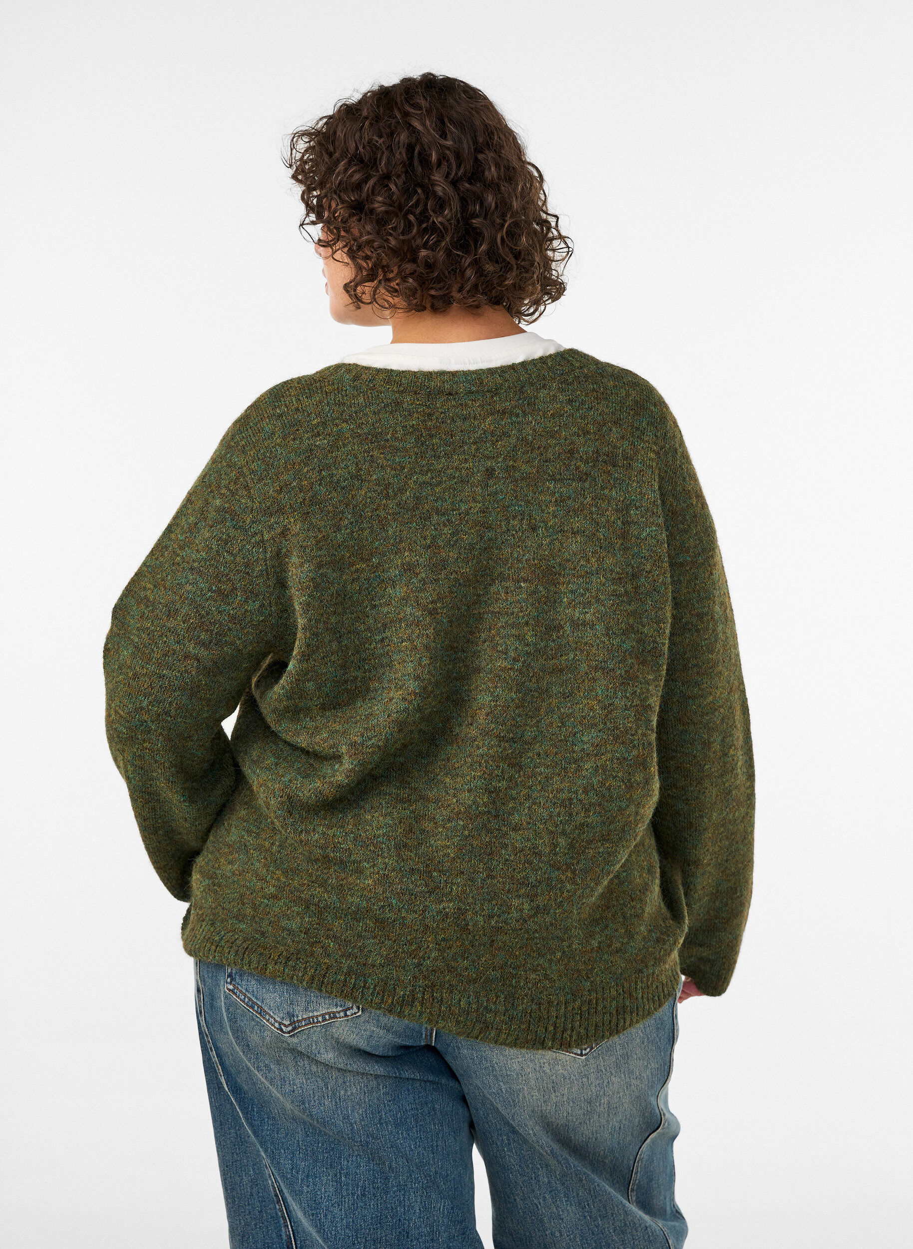 ZizziJumper met ronde hals en losse pasvorm, Groen, Model image number 2