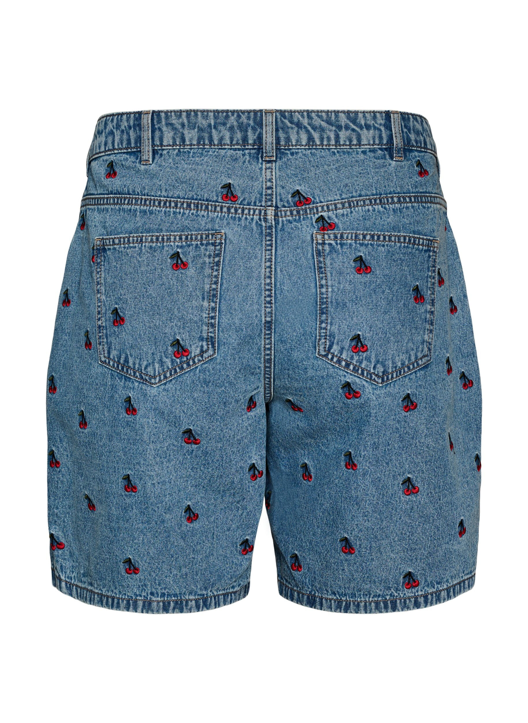 ZizziGeborduurde denim shorts, Blauw, Packshot image number 1