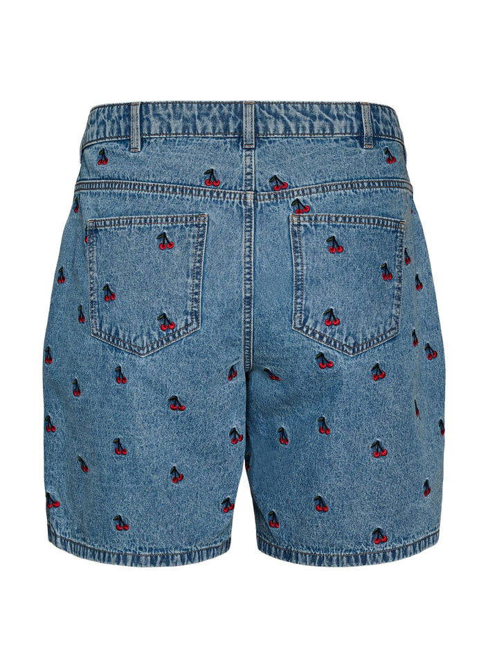 Geborduurde denim shorts, Blauw, Packshot image number 1