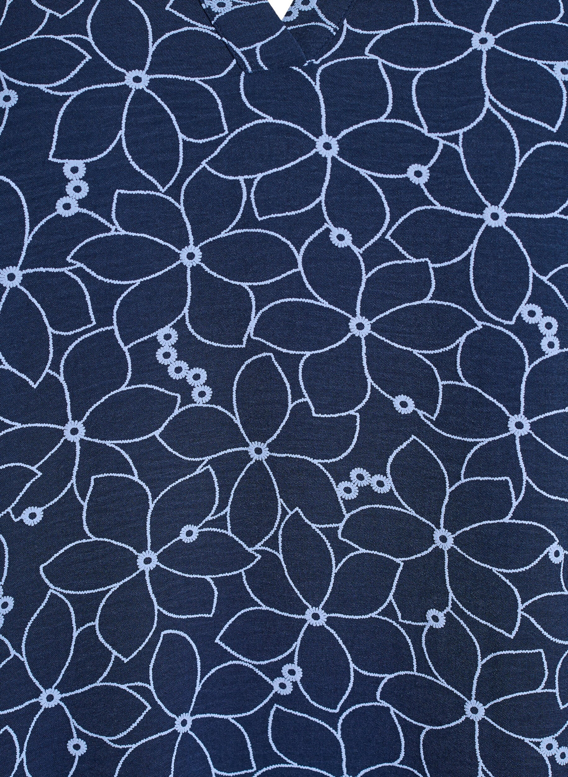 ZizziBlouse met lange mouwen met bloemenborduursel, Blauw, Packshot image number 2