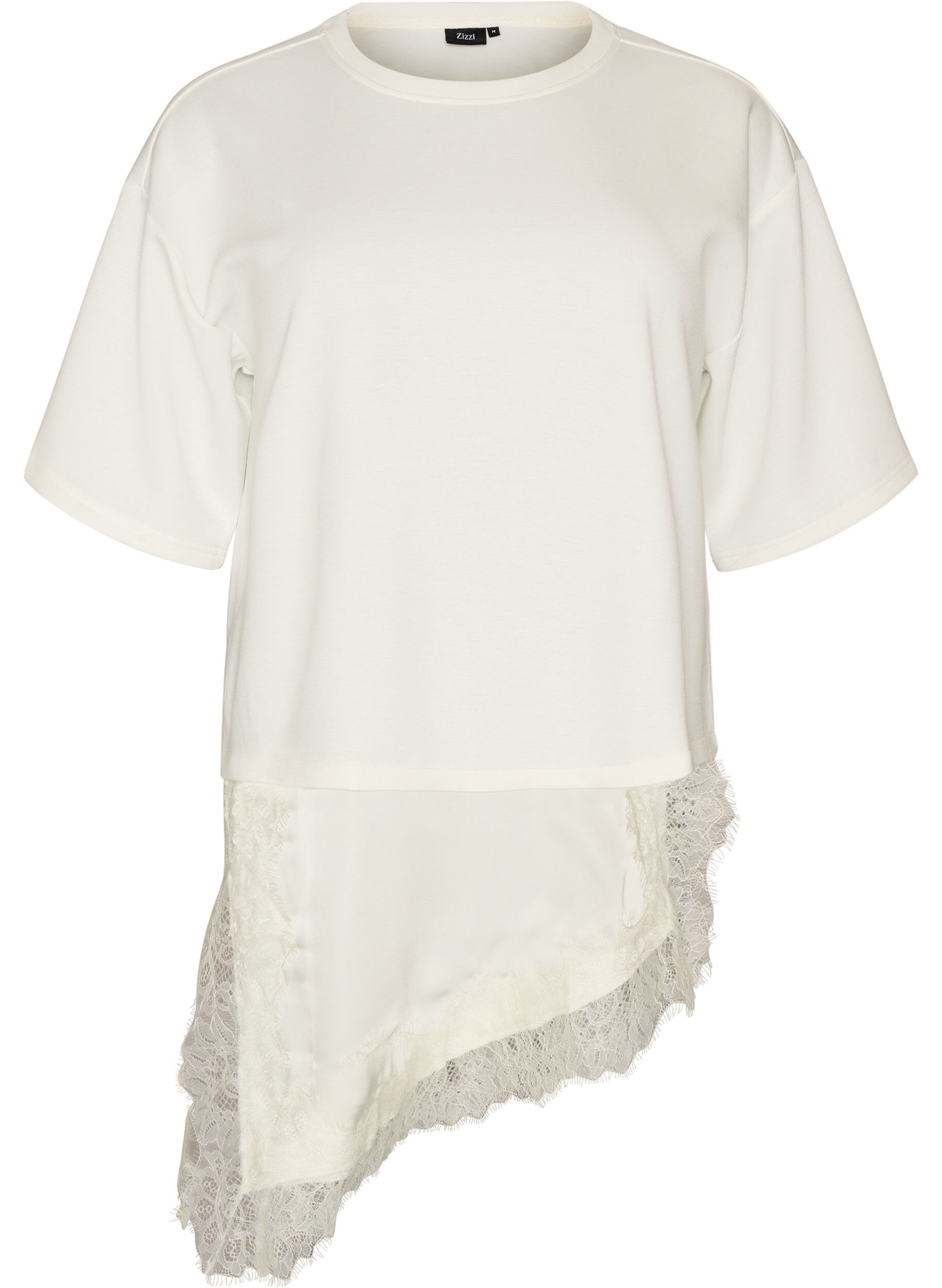 Jersey blouse met gelaagde look en kant