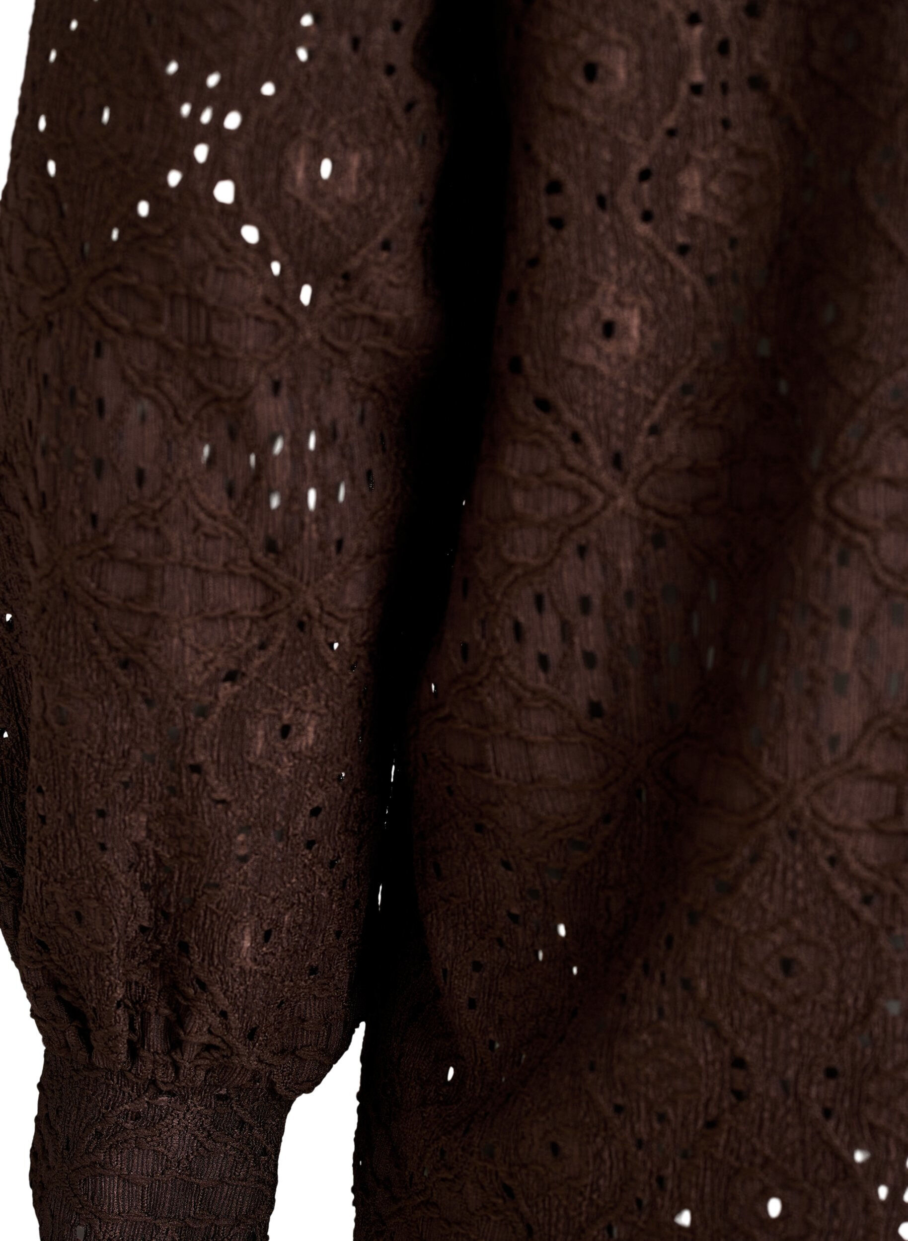 ZizziBlouse met lange mouwen en opengewerkte borduursels, Bruin, Packshot image number 3
