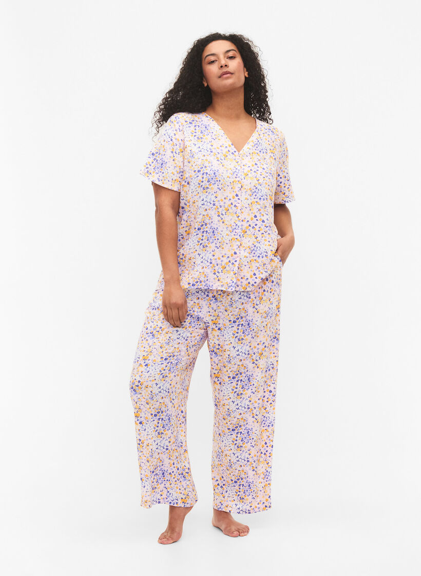 Bedrukte pyjamatop van viscose, Rood, Model image number 1