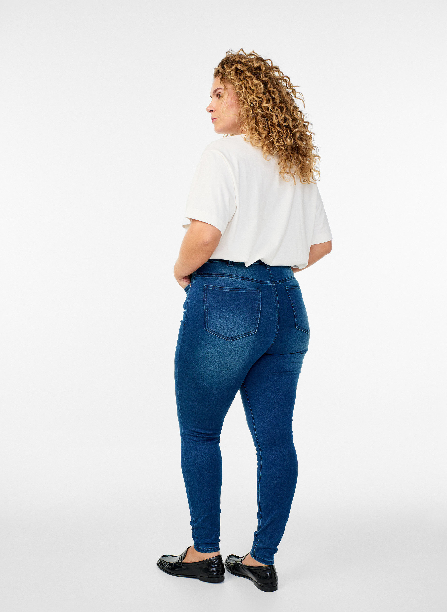 ZizziSuper slim Amy jeans met hoge taille, Blauw, Model image number 1