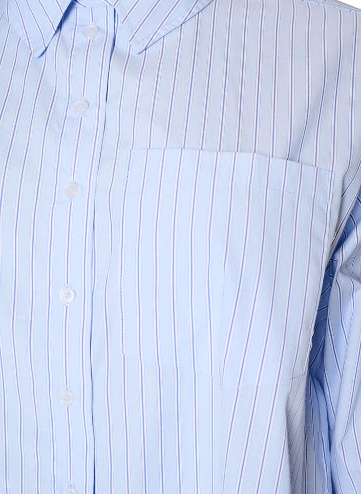 Gestreept shirt met wijde manchetten, Blauw, Packshot image number 2