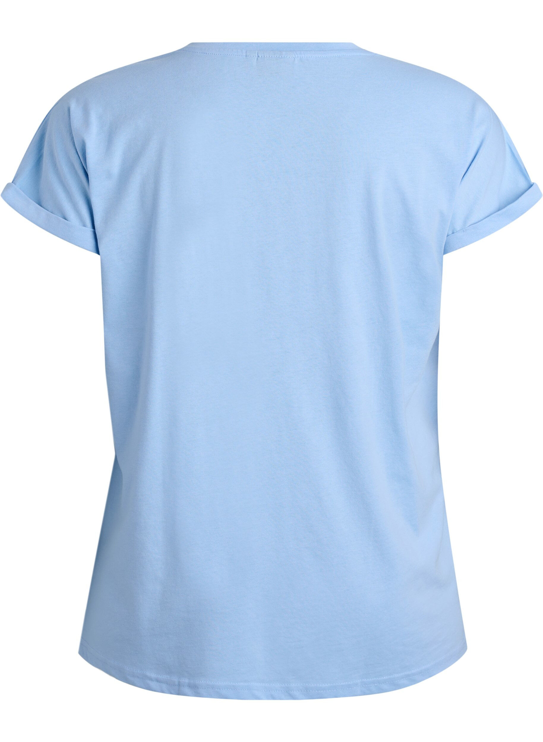 ZizziT-shirt met korte mouwen van katoenmix, Blauw, Packshot image number 1