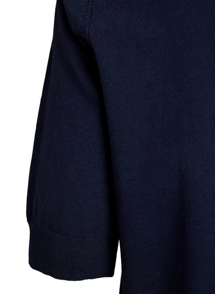 Fijngebreide blouse met korte mouwen, Blauw, Packshot image number 3