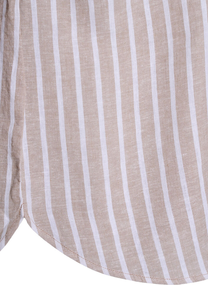 Linnen en viscose shirt met 3/4 mouwen, Beige, Packshot image number 3