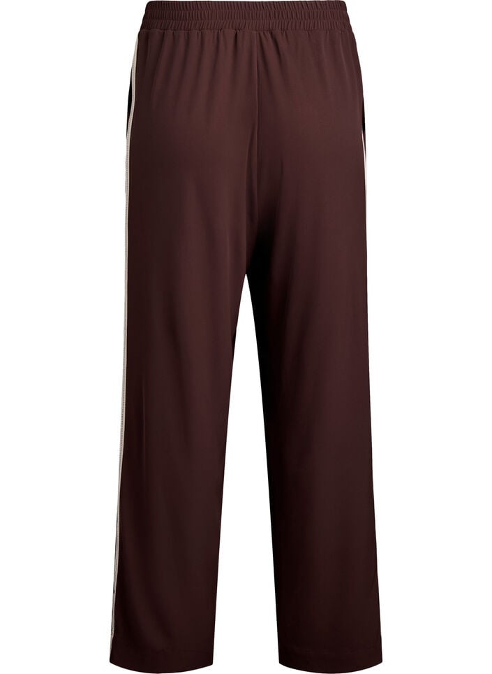 Sportieve broek met rechte pijpen en zijstrepen, Deep Mahogany, Packshot