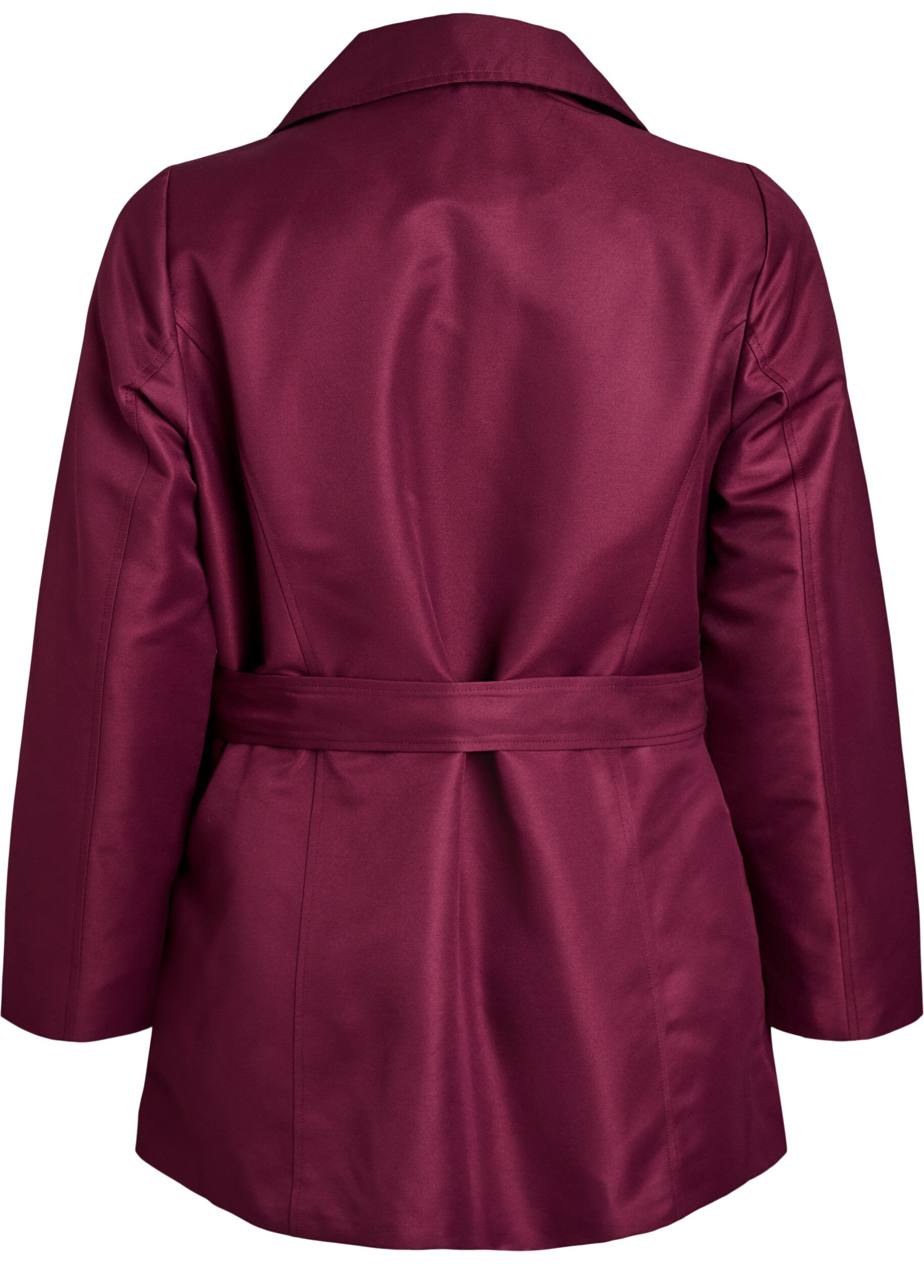 ZizziKorte trenchcoat met riem, Donker Bordeaux, Packshot image number 1