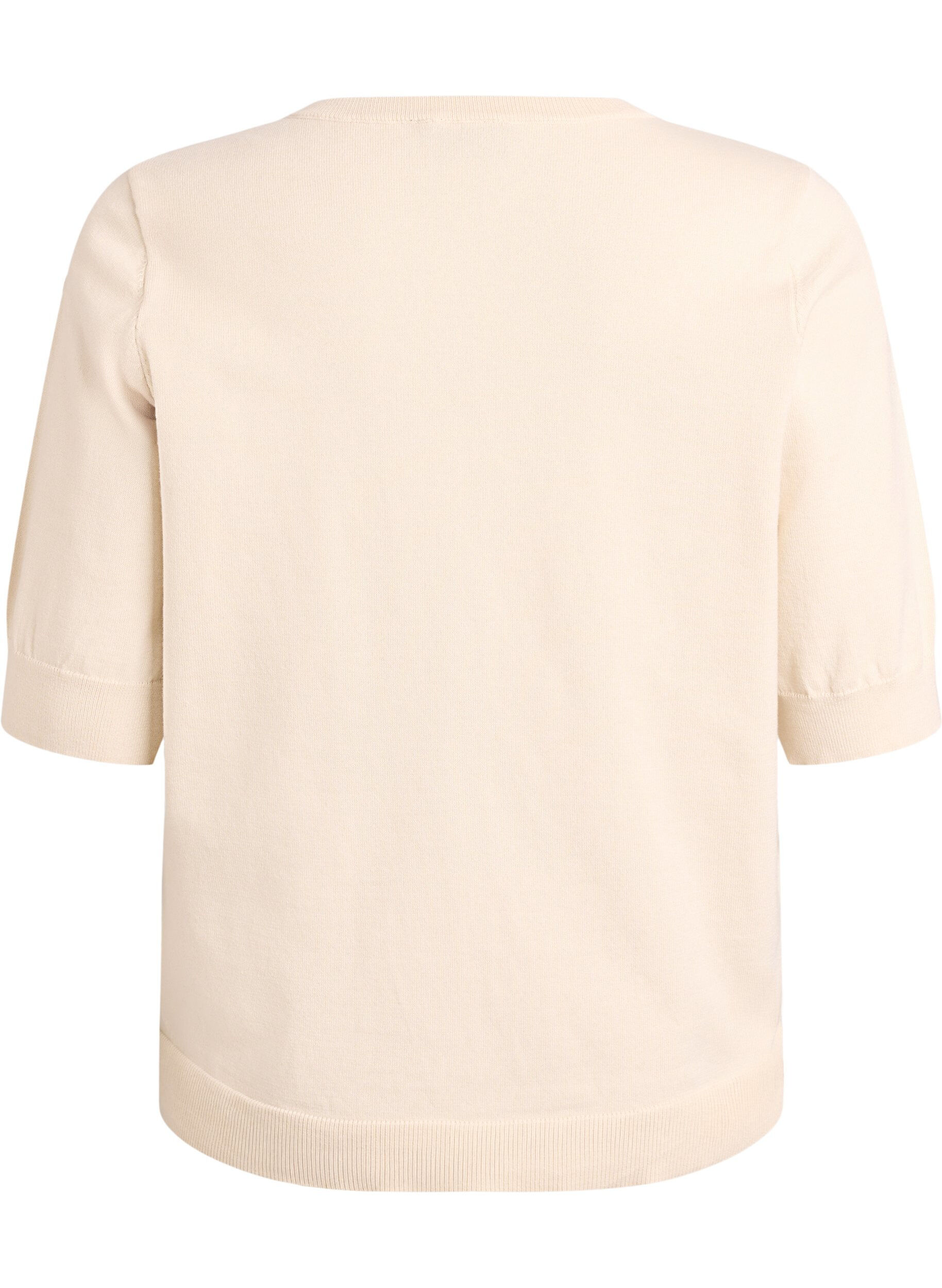 ZizziFLASH - Fijngebreide blouse met korte mouwen, Beige, Packshot image number 1