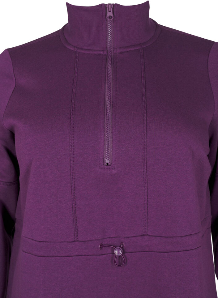 Korte sweatshirt jurk met een col en verstelbare taille, Deep Purple, Packshot