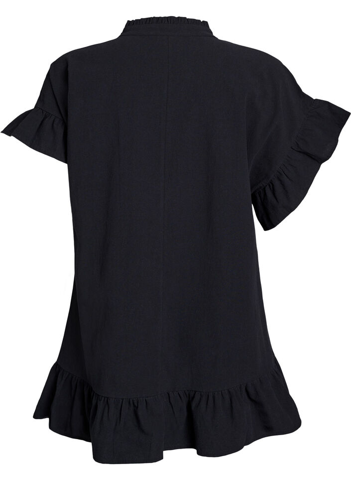 Tunic met V-hals en ruchesdetails, Zwart, Packshot image number 1