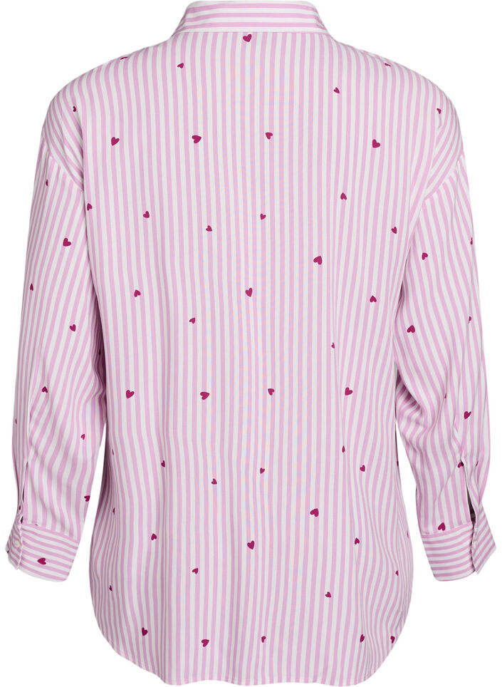 Nachtshirt met strepen en hartjes, Roze, Packshot image number 1