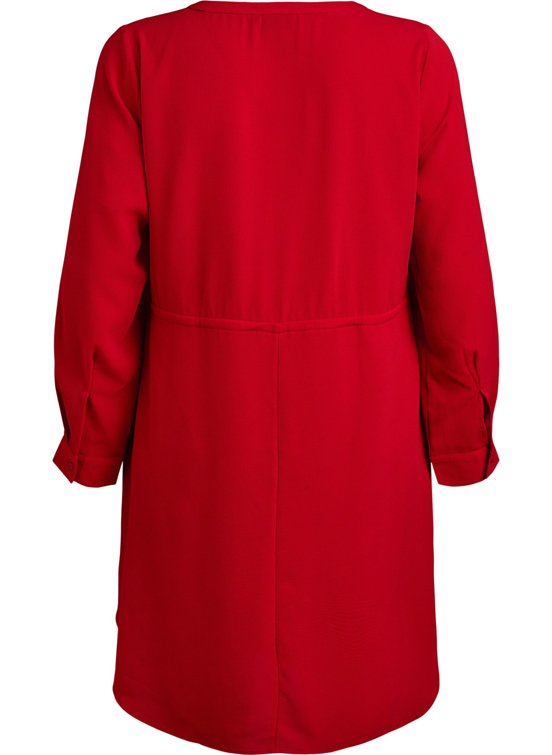 ZizziKnielange jurk met strikceintuur, Rood, Packshot image number 1