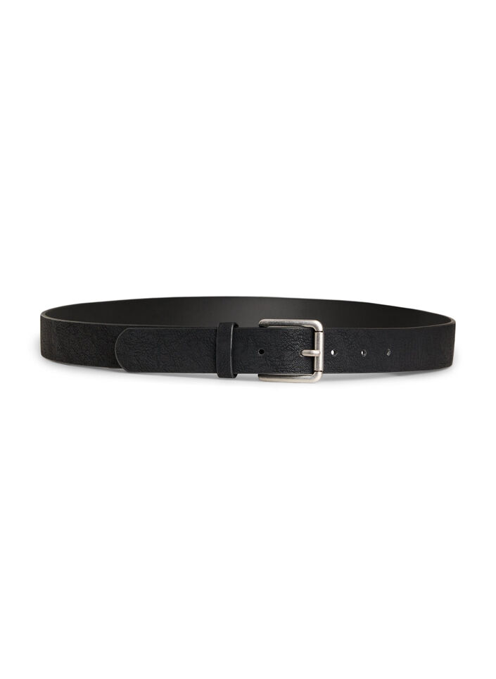 Riem in leer-mix met klassieke gesp, Zwart, Packshot image number 0