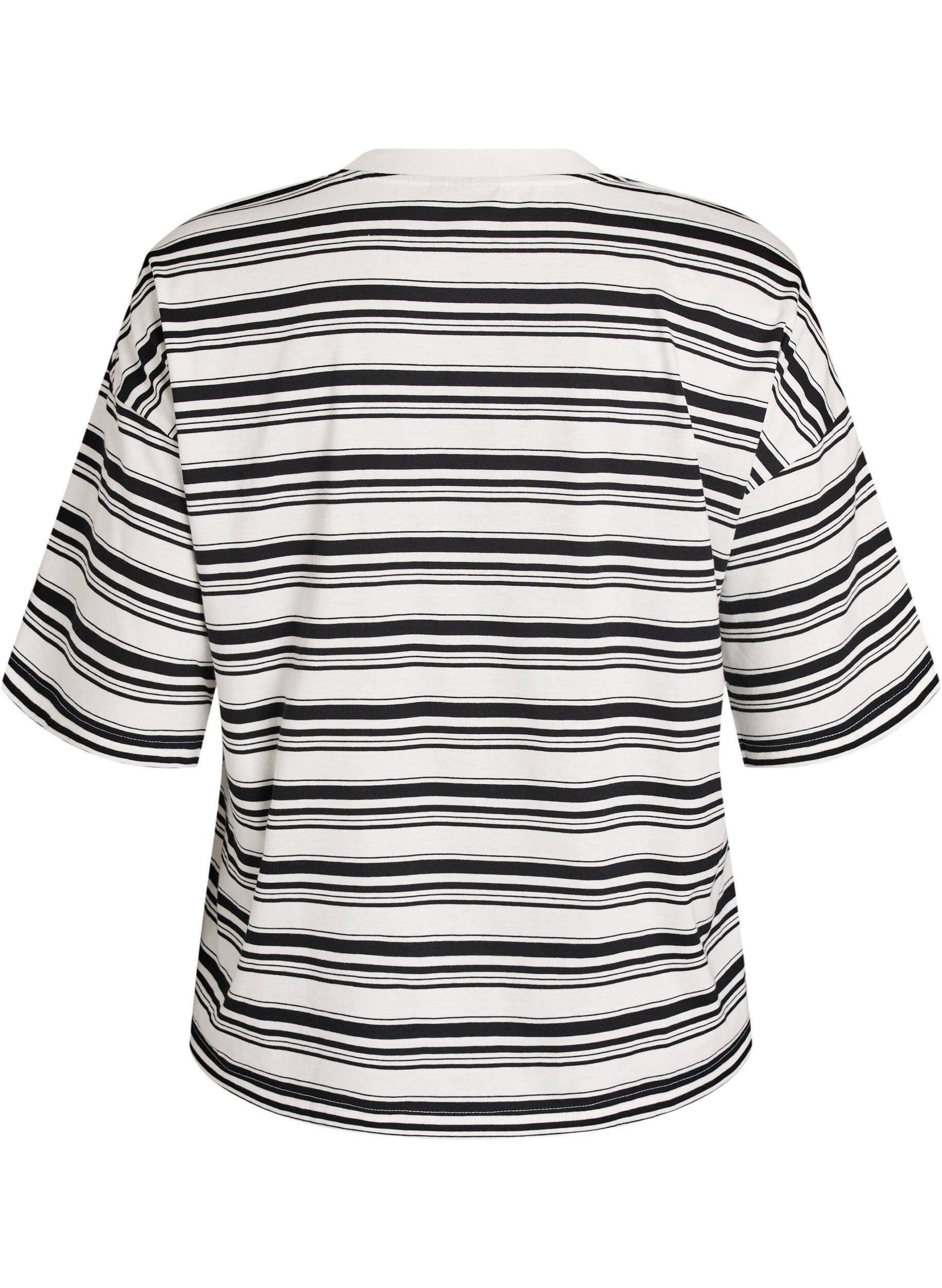 ZizziBoxy T-shirt met gestreept patroon, Zwart, Packshot image number 1