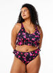 Bloemen bikini top met een ruche afwerking, Roze, Model image number 1