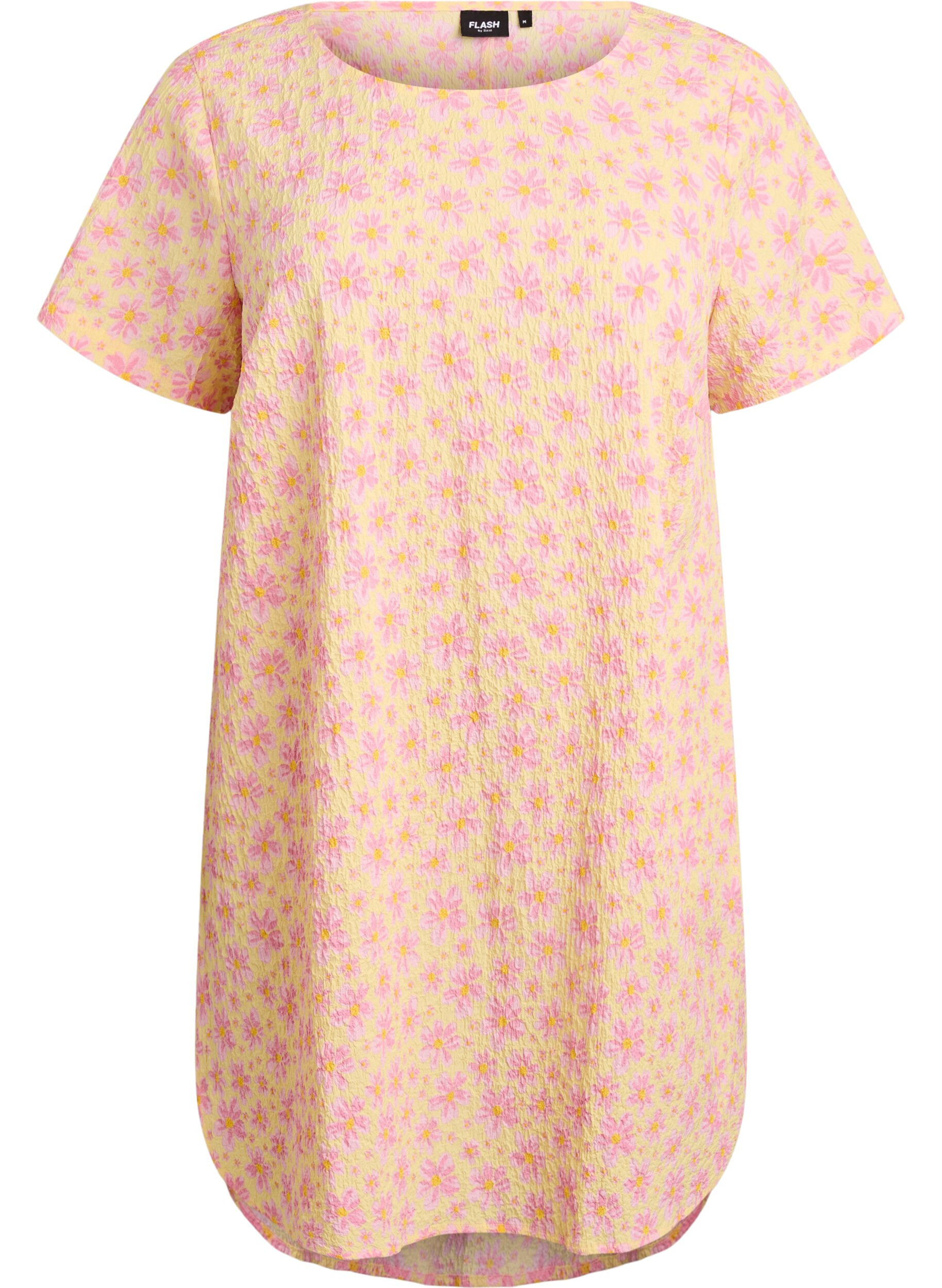 FLASH - Korte jurk met een gekreukte textuur en korte mouwen