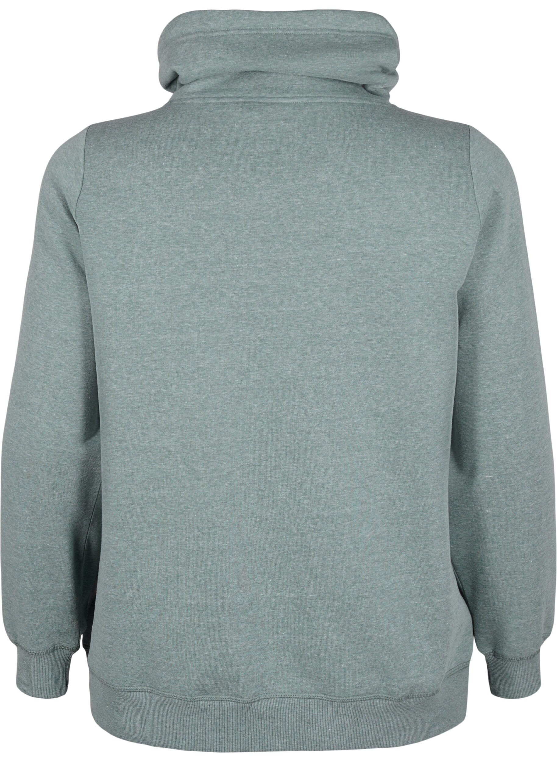 ZizziFLASH - Sweatshirt met hoge kraag, Balsam Green Melange, Packshot image number 1