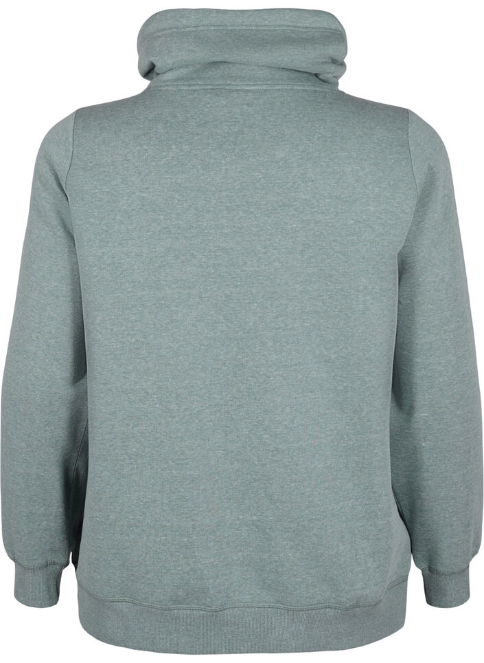 FLASH - Sweatshirt met hoge kraag, Balsam Green Melange, Packshot image number 1