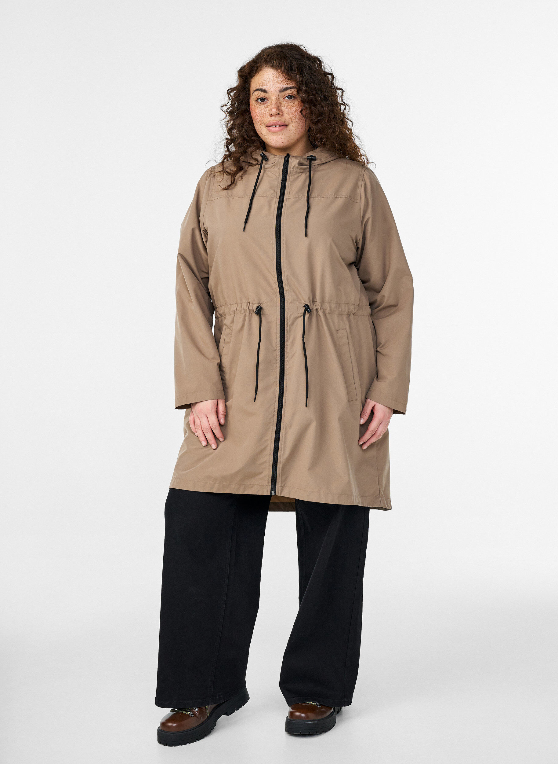 ZizziLichtgewicht parka met een capuchon, Bruin, Model image number 1