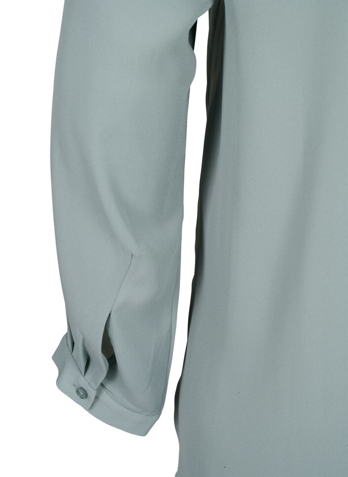 Effen shirt met V-hals, Chinois Green, Packshot image number 4