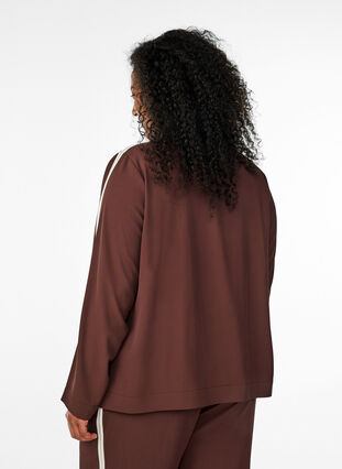 ZizziTrackjack met sportieve details en ritssluiting, Deep Mahogany, Model image number 1