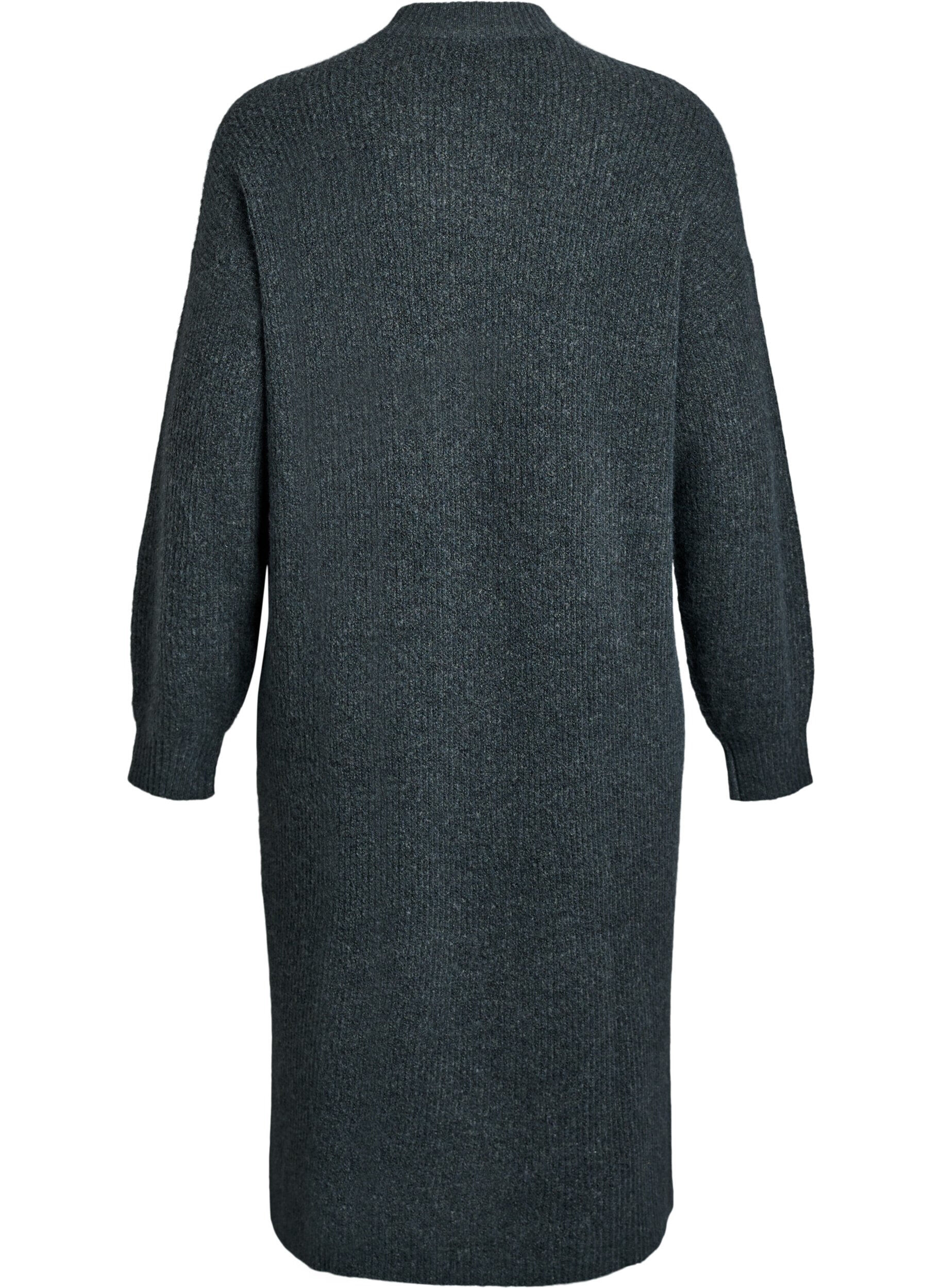 ZizziLange gebreide jurk met hoge hals, Groen, Packshot image number 1