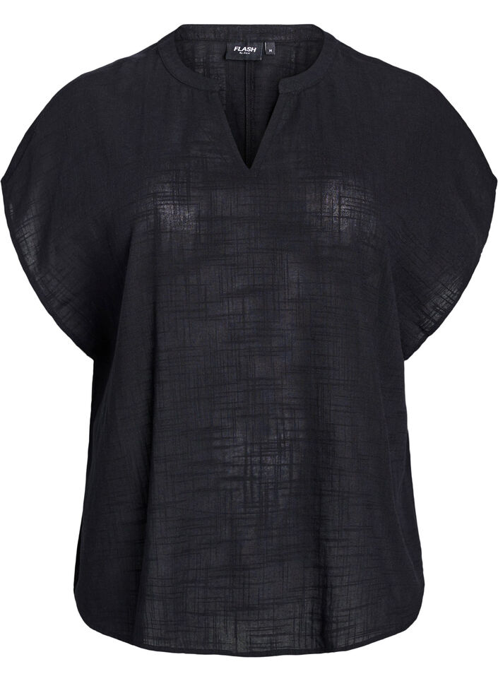 FLASH - Losse blouse met kapmouwen, Zwart, Packshot image number 0