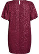 Korte paillettenjurk met pofmouwen, Donker Bordeaux, Packshot image number 1