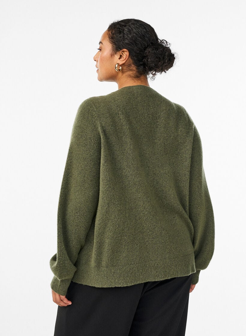Vest in zacht breisel met goudkleurige knopen, Groen, Model image number 2