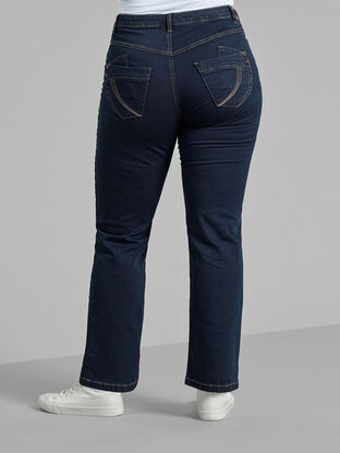ZizziRegular fit Gemma jeans met hoge taille, Blue denim, Model image number 1