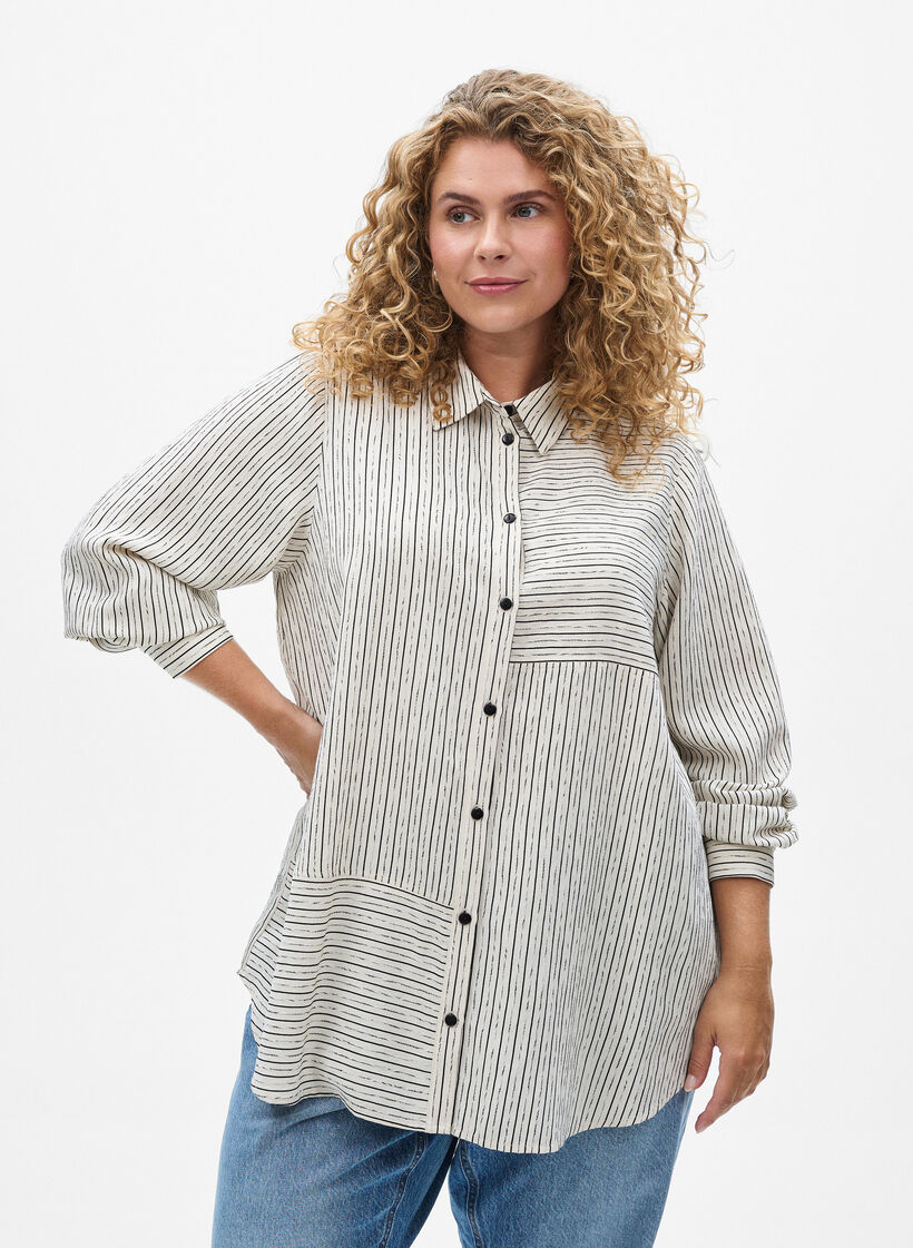 Shirt met gestreept patroon, White Stripe, Model